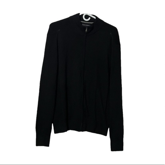 Banana Republic Full Zip Sweater EXTRA FINE MERINO WOOL Black Size Medium - Picture 1 of 11